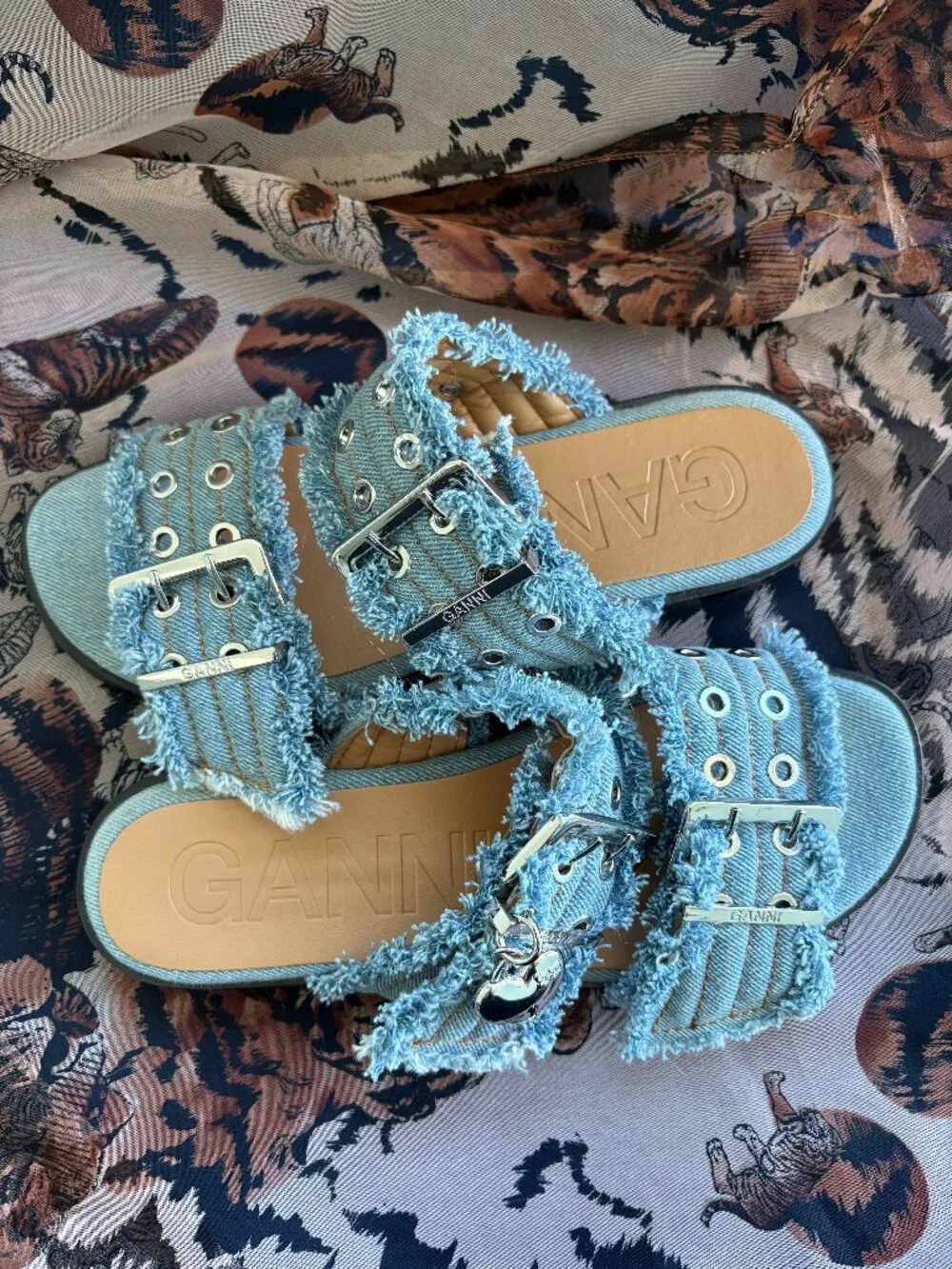 Denim Ganni Slides